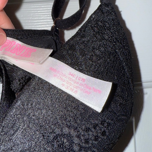 PINK Victoria's Secret Black Lace Criss Cross Detail Bra 34C - Picture 2 of 5